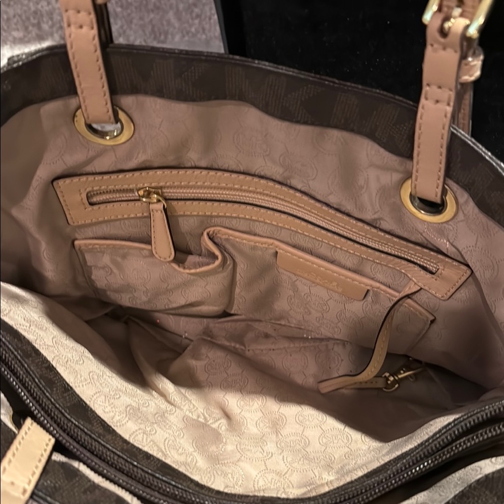 Michael Kors Brown Monogram Tote with Gold Accents - Picture 3 of 3